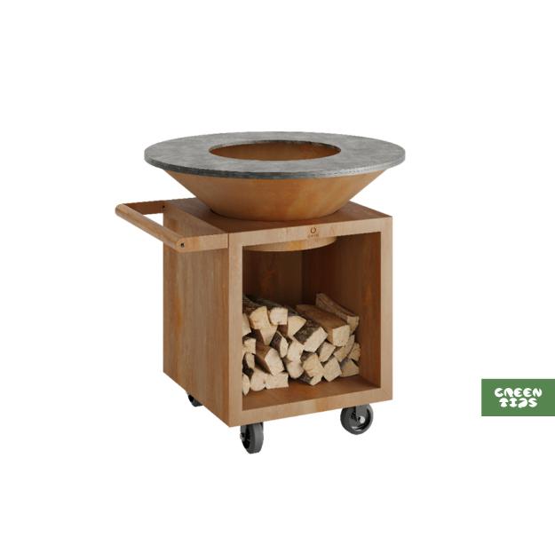 картинка OFYR Classic Storage Corten 100 PRO Очаг OFYR профессиональный 100 на колесах с поленницей от магазина Greentips